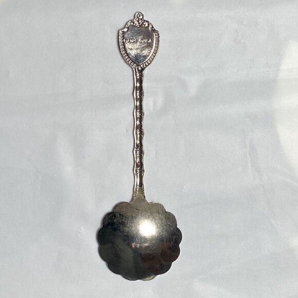 Reno Nevada Souvenir Spoon Scalloped 4 1/4" Silver Tone Enamel Shield Vintage - Picture 4 of 5